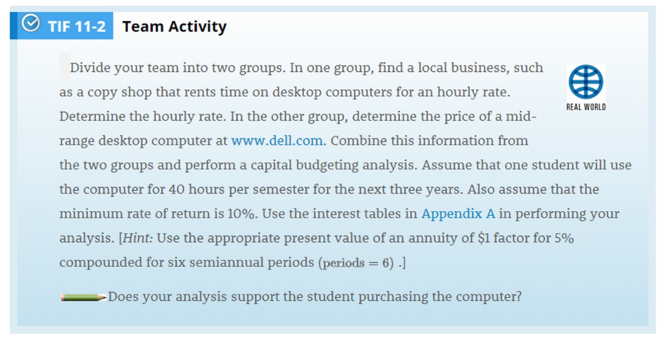  Team Activity Divide your team into two groups. In one group,