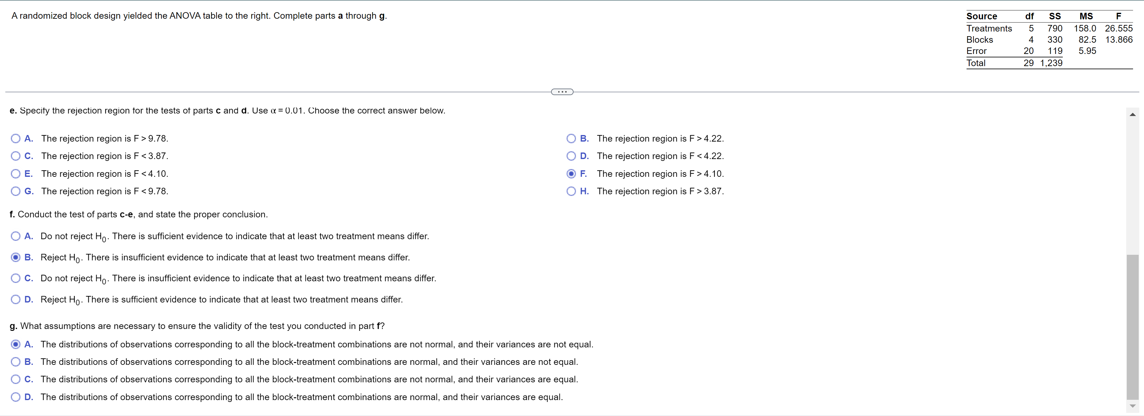 Complete parts a through 9. Source d! 55 MS F Treatments 5