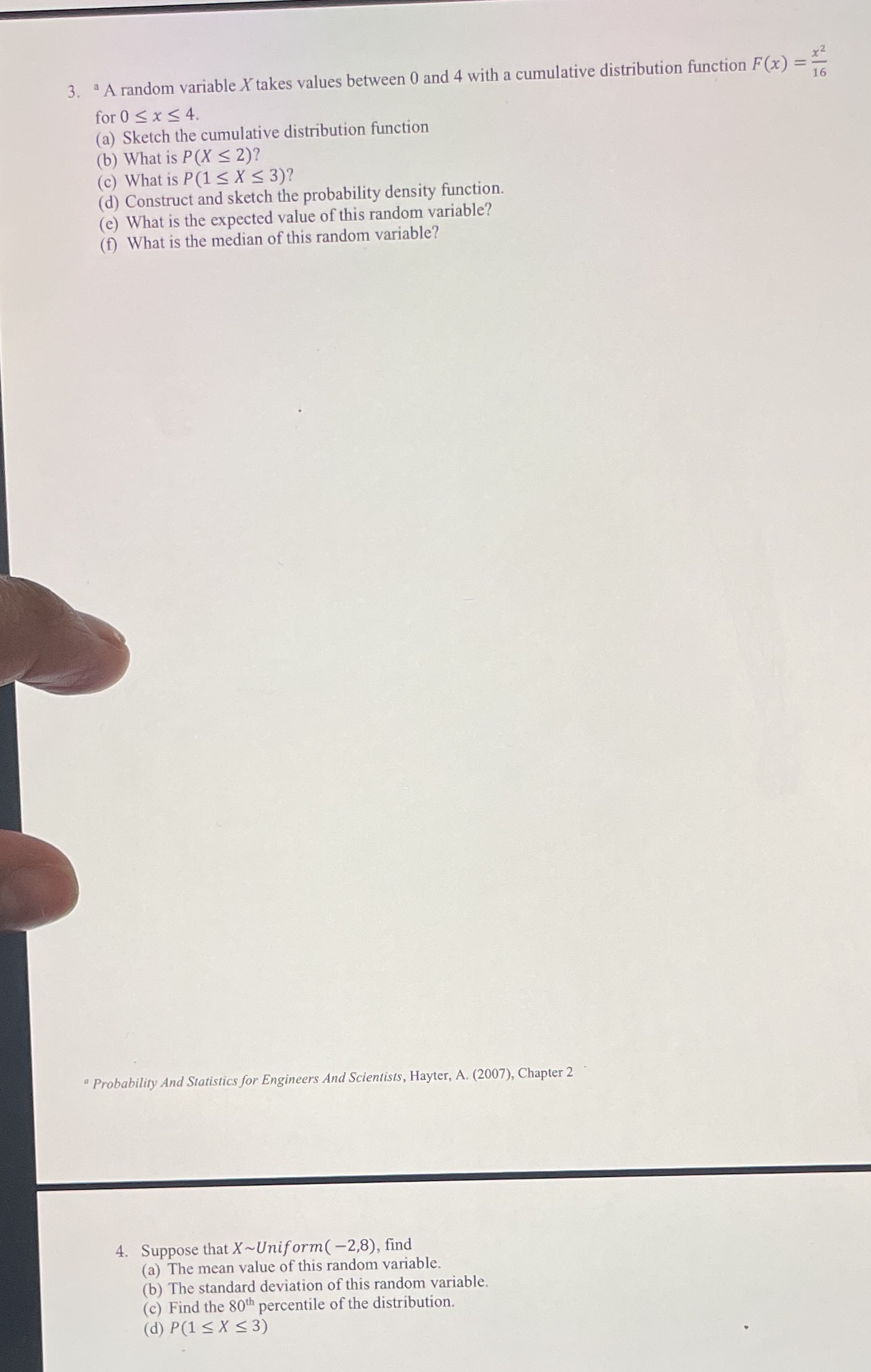 Hw3,4 3. " A random variable X takes values between 0 and