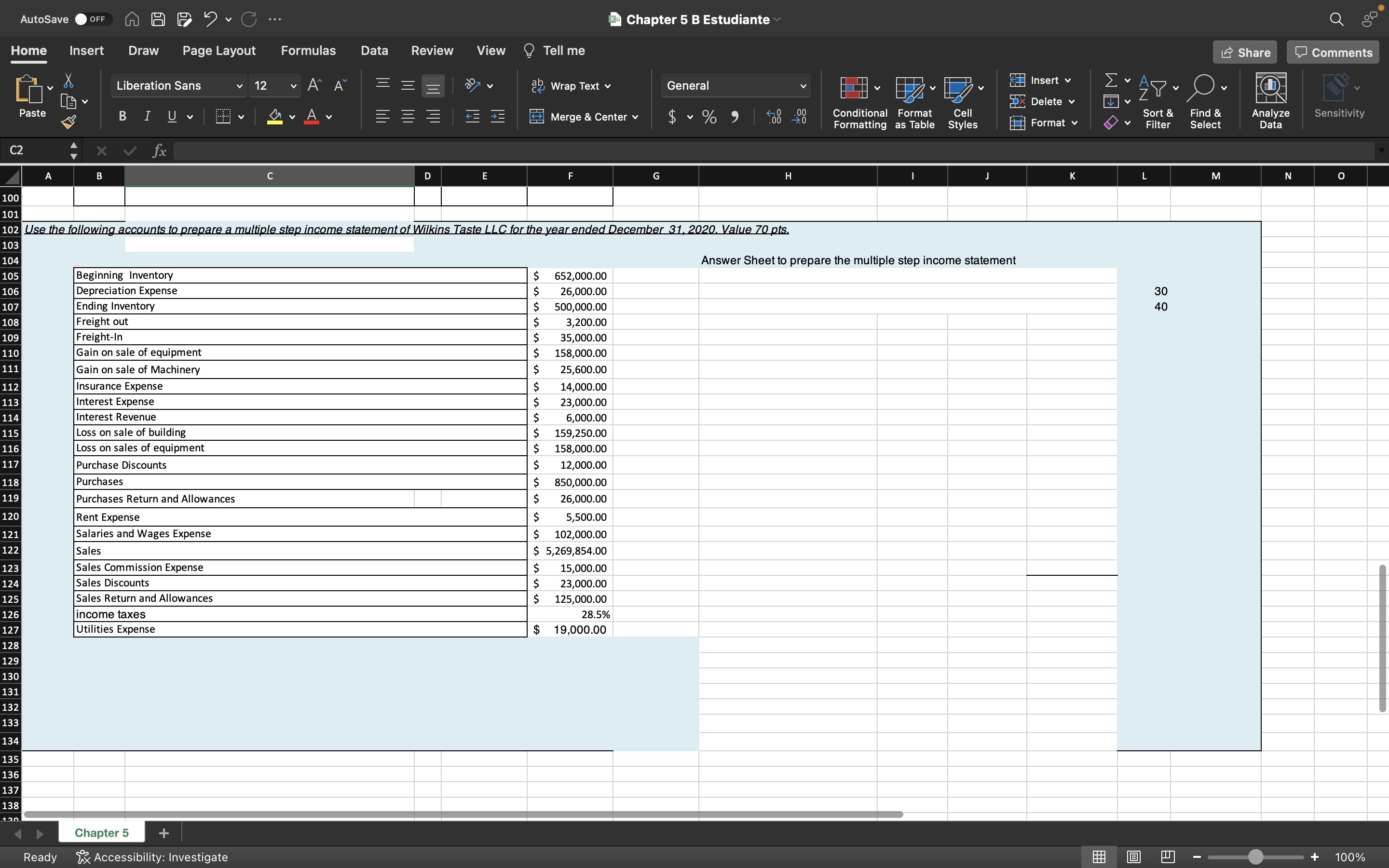 AutoSave OFF A A F Y C ... Chapter 5 B