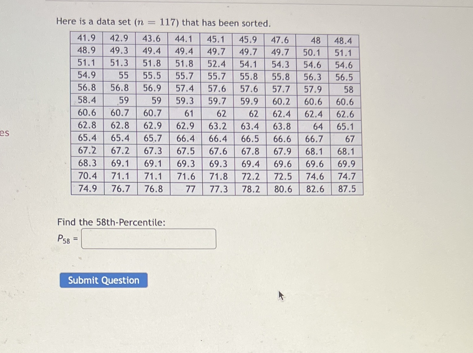  Here is a data set (n = 117) that has been