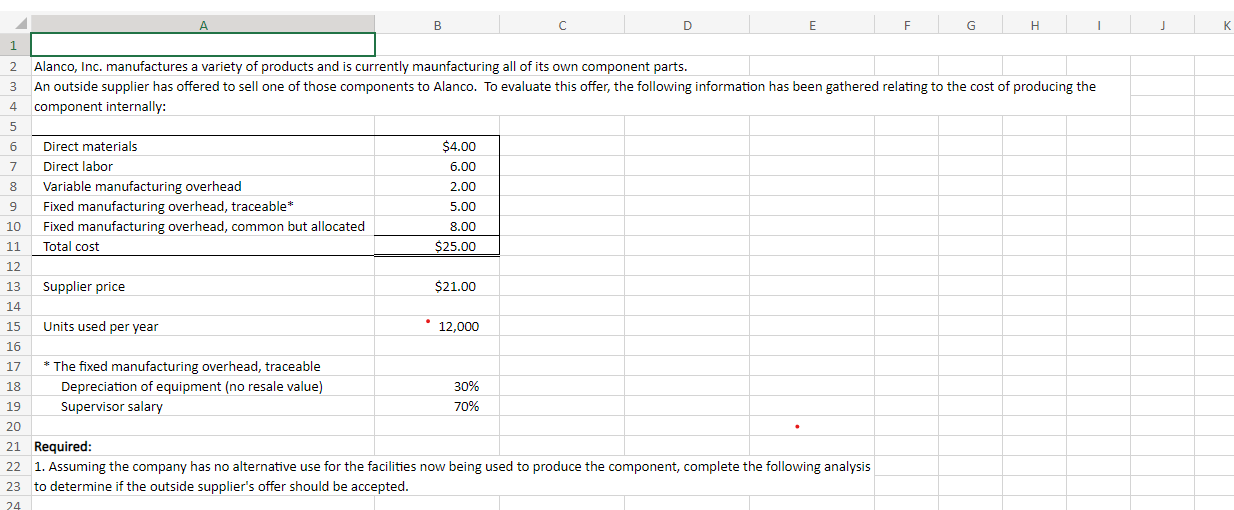 Based upon the make or buy analysis you prepared, do you recommend