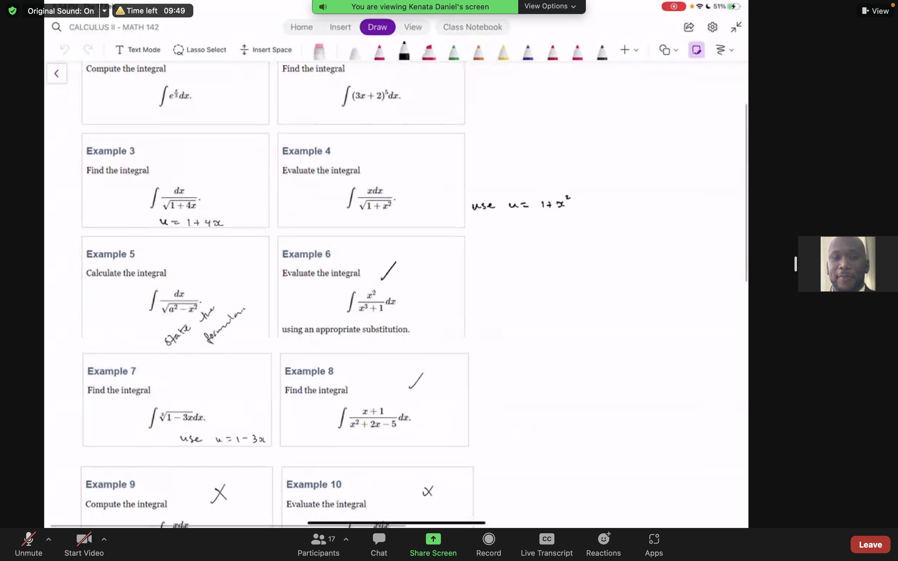 Please do the following Calculus problems Original Sound: On Time left 09:49