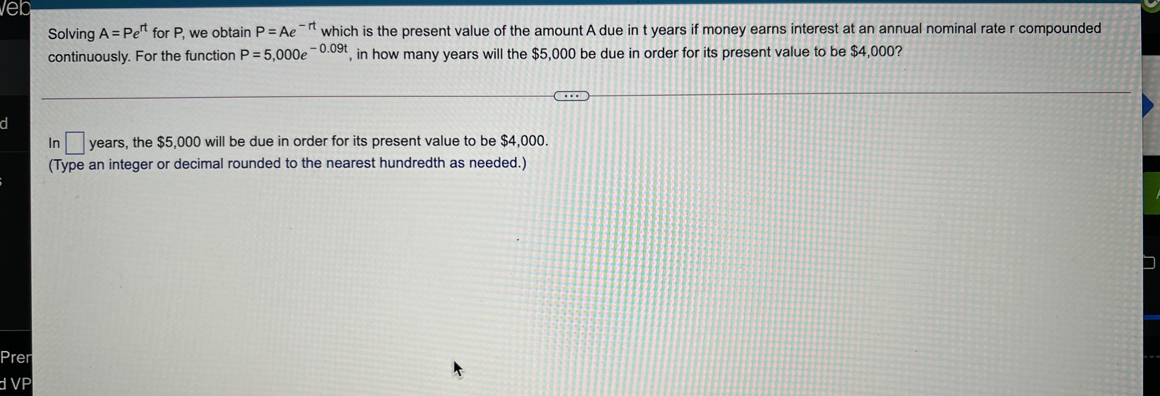 leb Solving A = Pert for P, we obtain P =