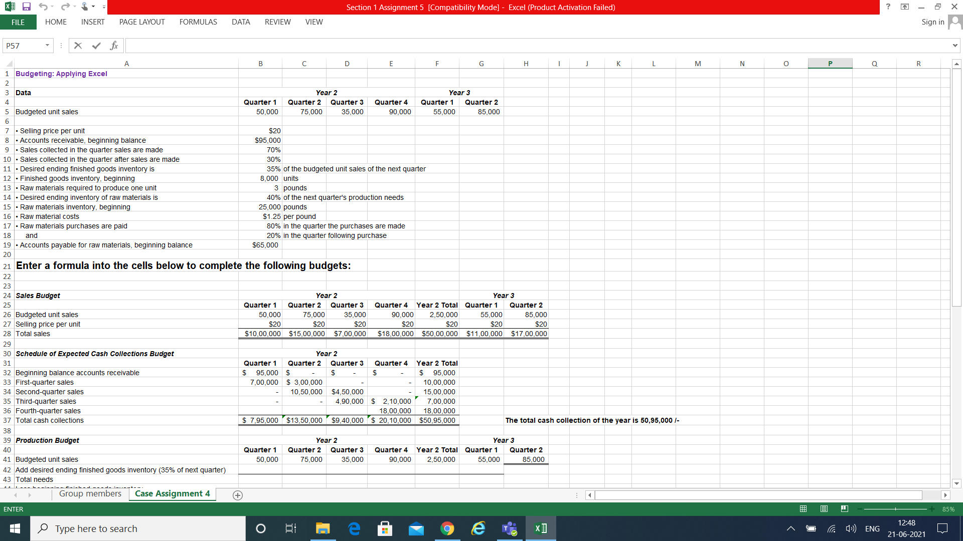  Section 1 Assignment 5 [Compatibility Mode] - Excel (Product Activation Failed)