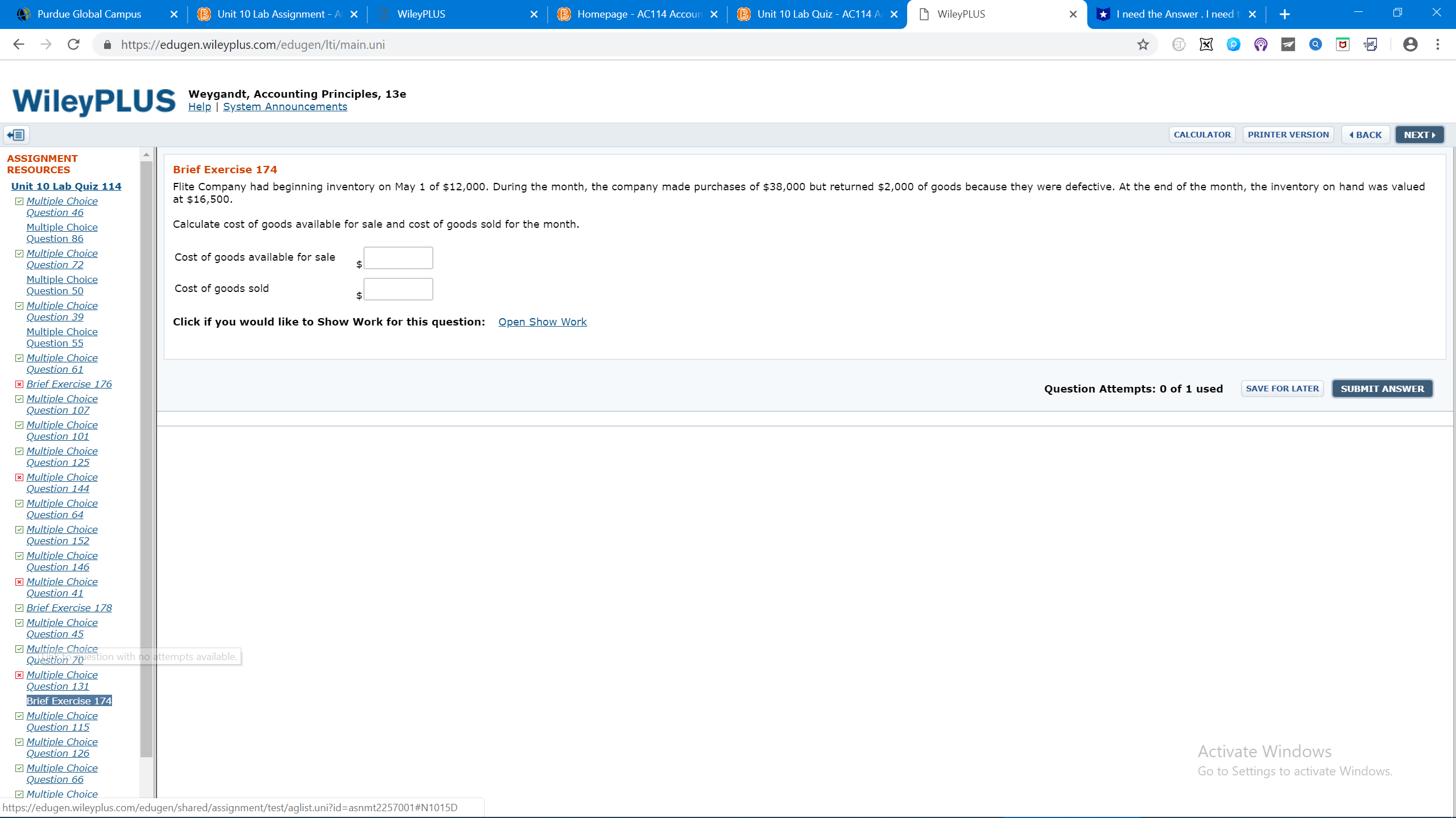 Global Campus B Unit 10 Lab Assignment - A X WileyPLUS X