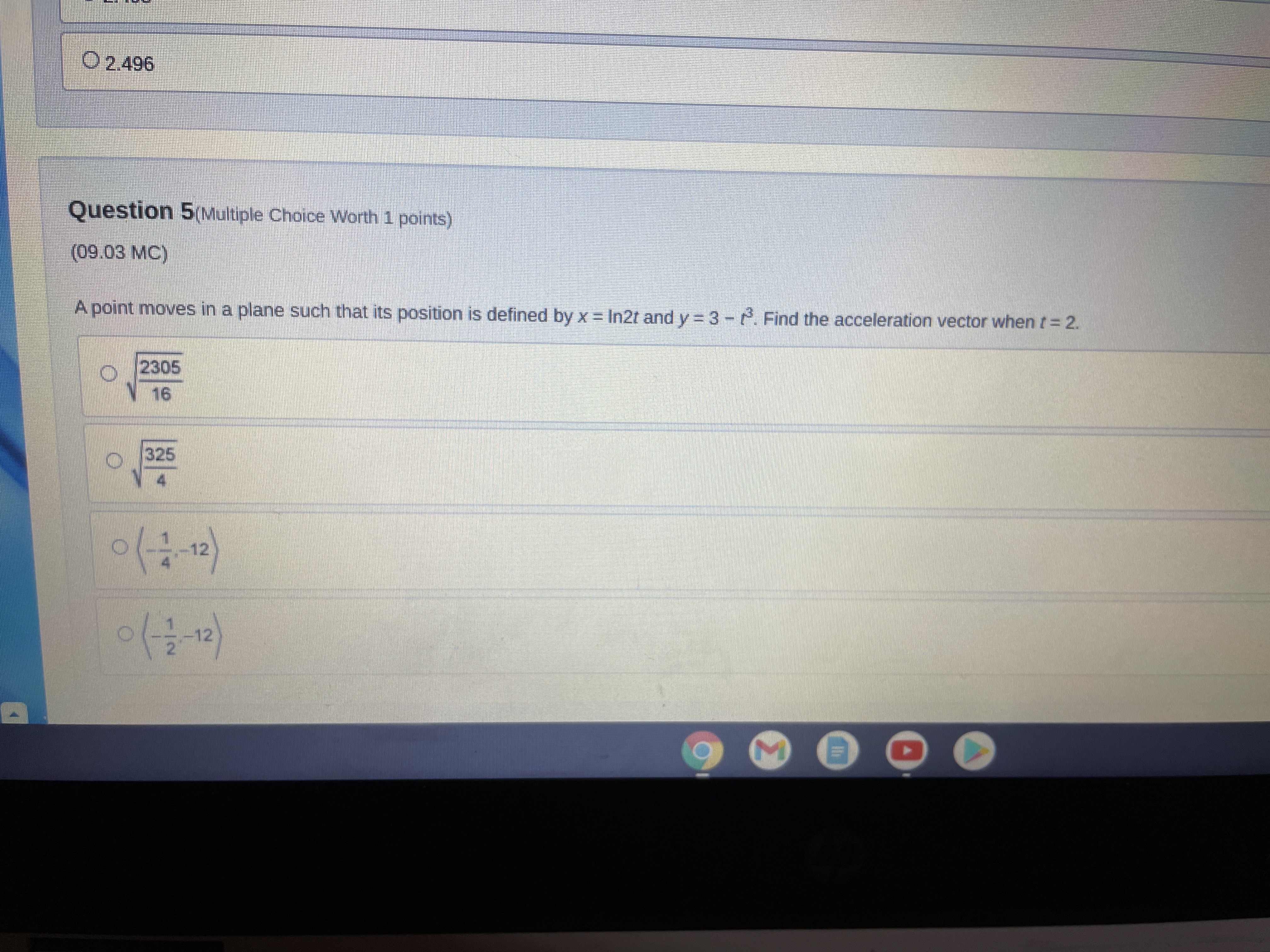 0 a particle is at point (1, -2). Find the position of