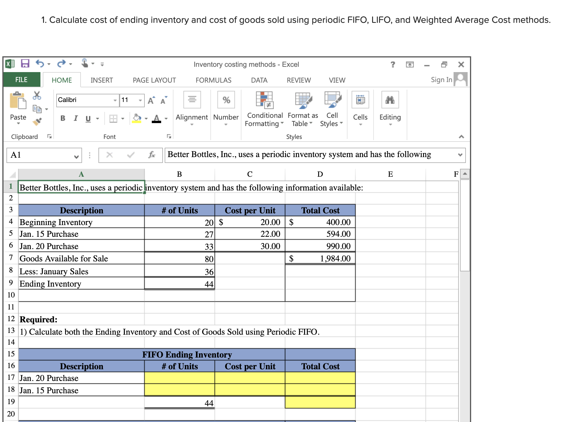 Excel ? FILE HOME INSERT PAGE LAYOUT FORMULAS DATA REVIEW VIEW Calibri