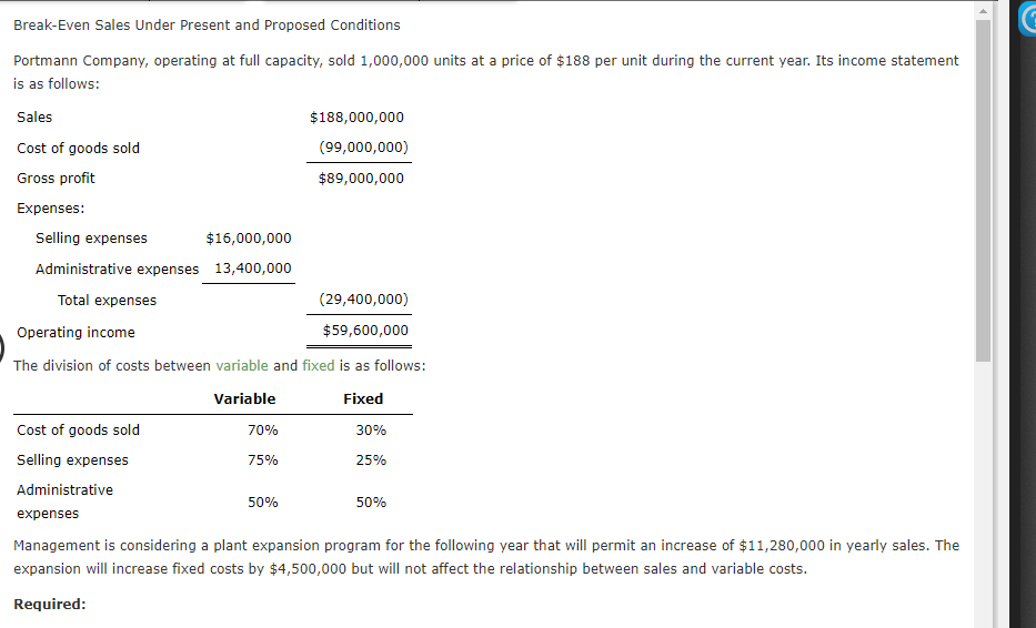 costs for the current year. Total variable costs $ 88,000,001} J Total