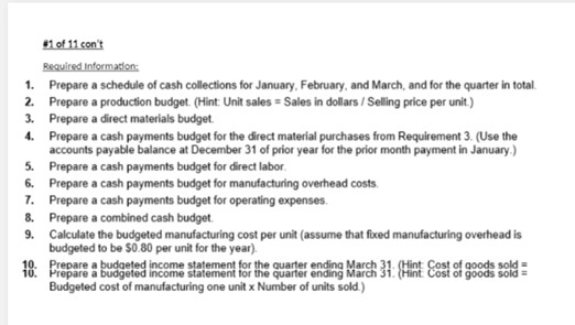 of the upcoming year, Ine rowowing data pertain to Darley Manufacturing's operations:
