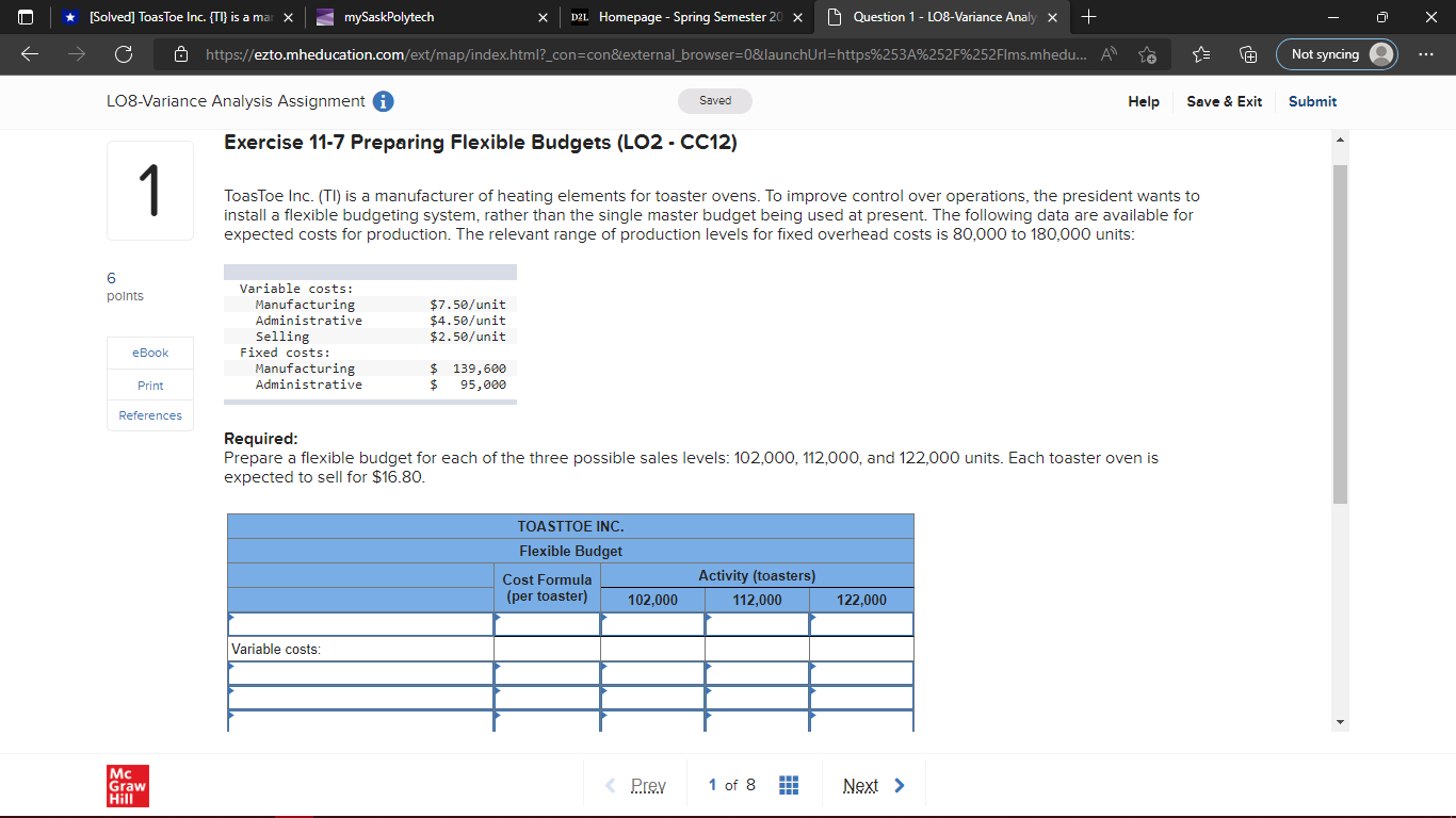  * [Solved] ToasToe Inc. {TI} is a mar X mySaskPolytech X