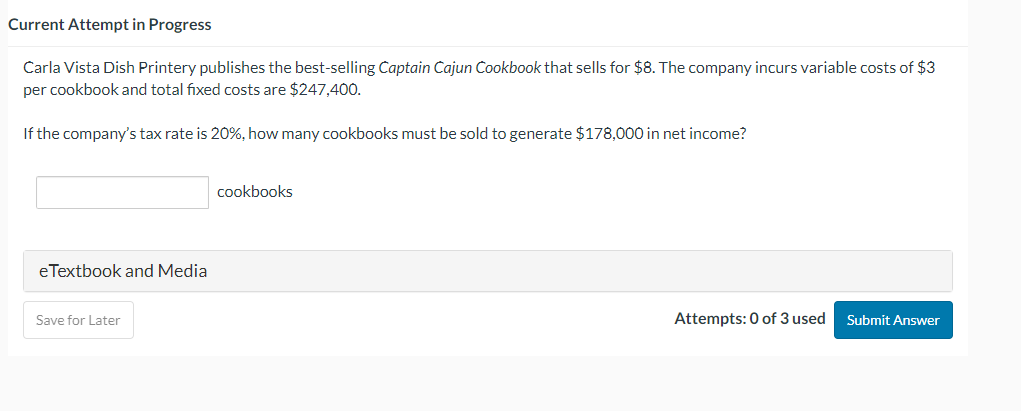  Current Attempt in Progress Carla Vista Dish Printery publishes the best-selling