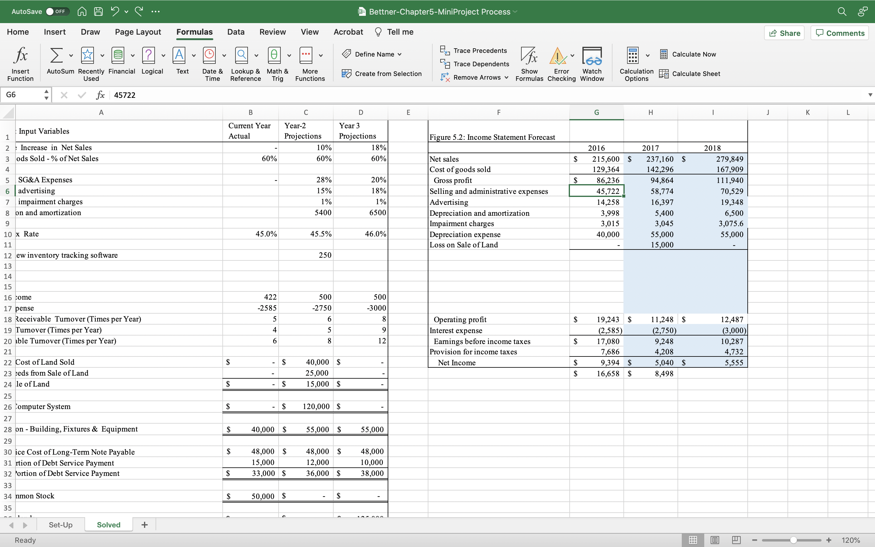 Years 2017 and 2018. Percentage increases should be calculated against the preceding