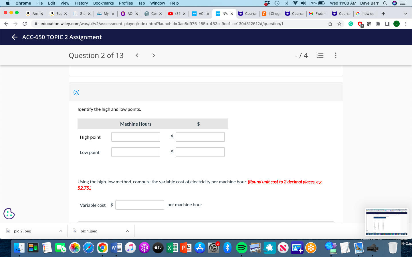 1 $ 7 ) 76% Wed 11:08 AM Dave Barr QE ...
