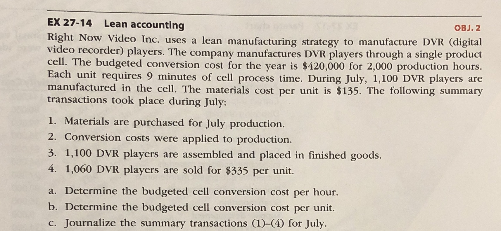 EX 27-14 Lean Accounting EX 27-14 Lean accounting OBJ. 2 Right Now