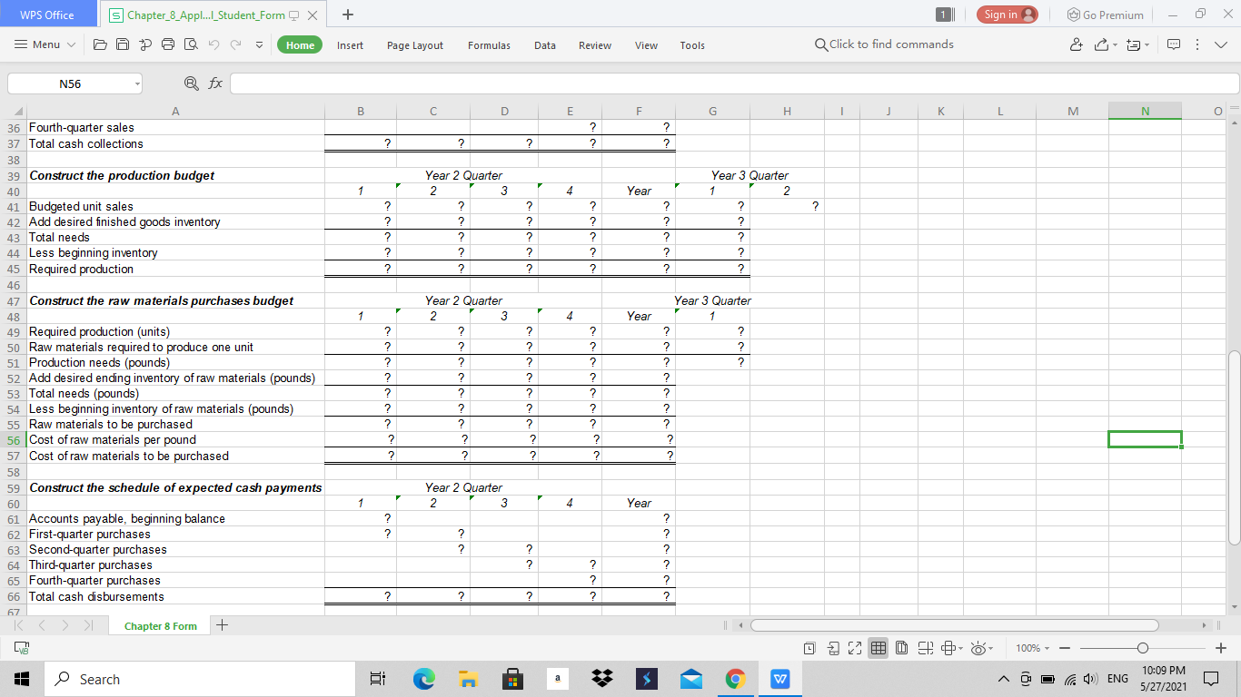 in cell C5 to 75,000 units. The required production for the year
