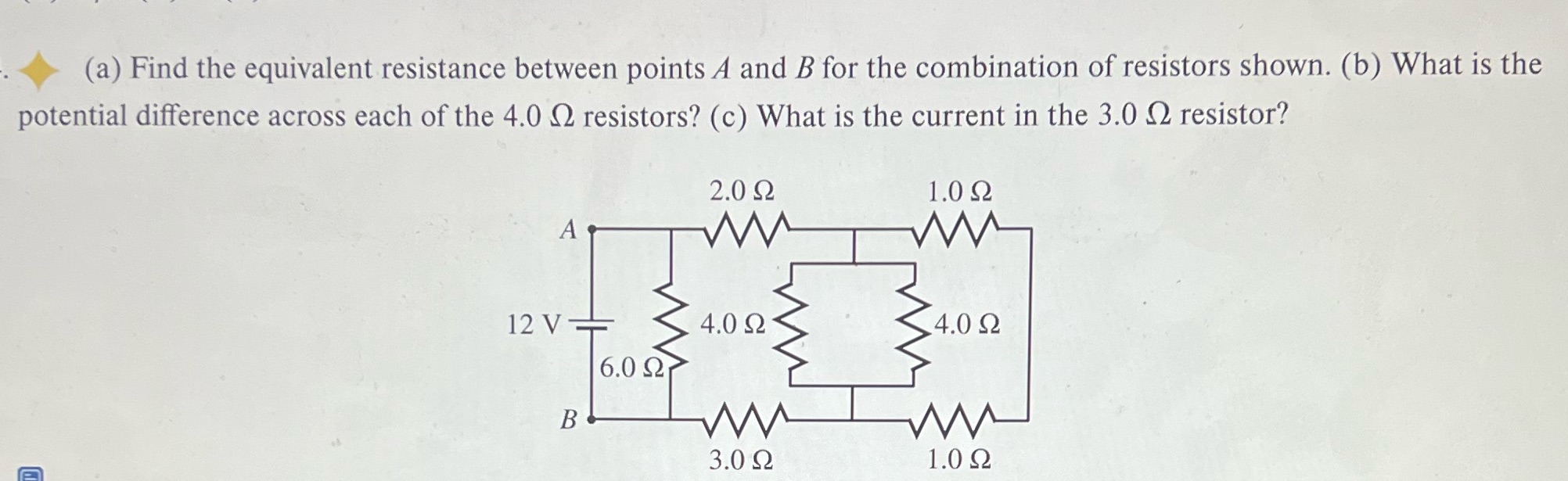 (a) Find the equivalent resistance between points A and B for