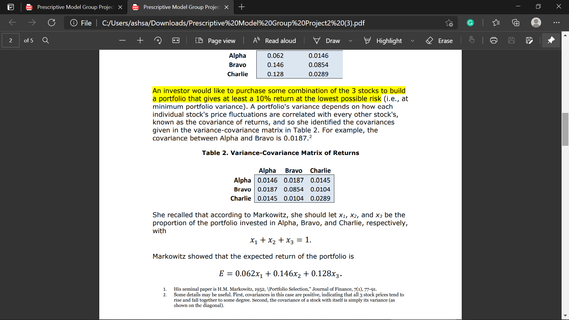 This is for a financial management class. Could you please run the