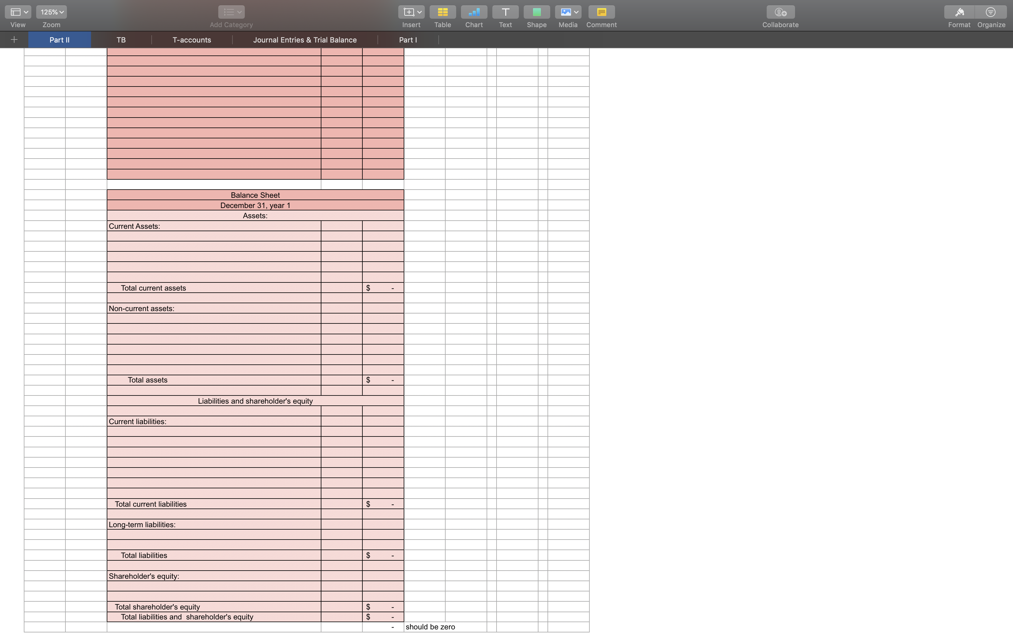 Media Comment Collaborate Format Organize Part II TB T-accounts Journal Entries &