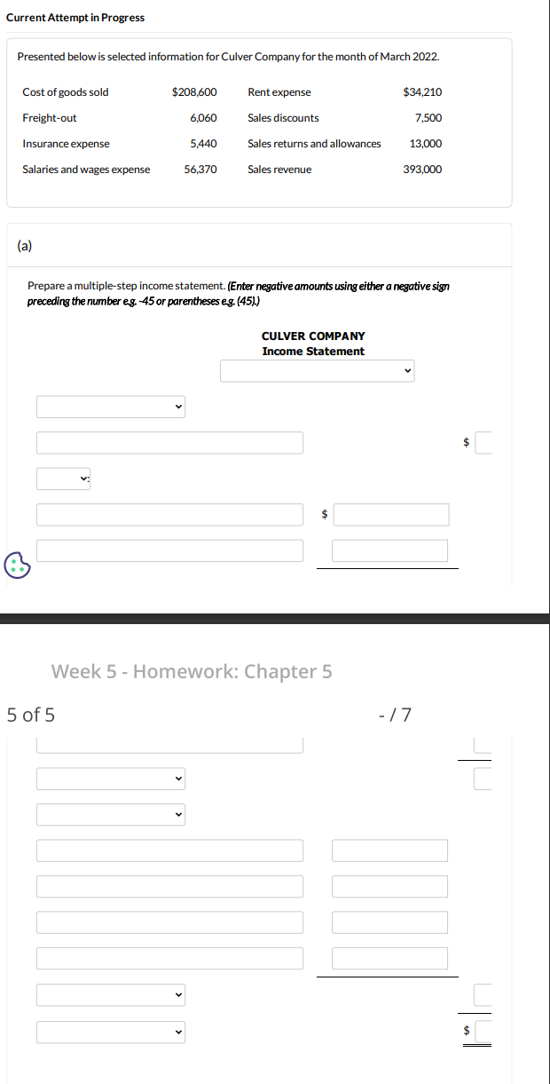  Current Attempt in Progress Presented below is selected information for Culver