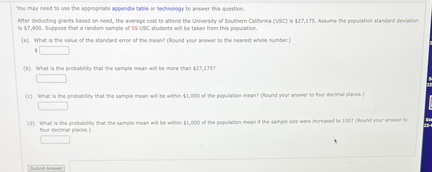 You may need to use the appropriate appendix table or technology