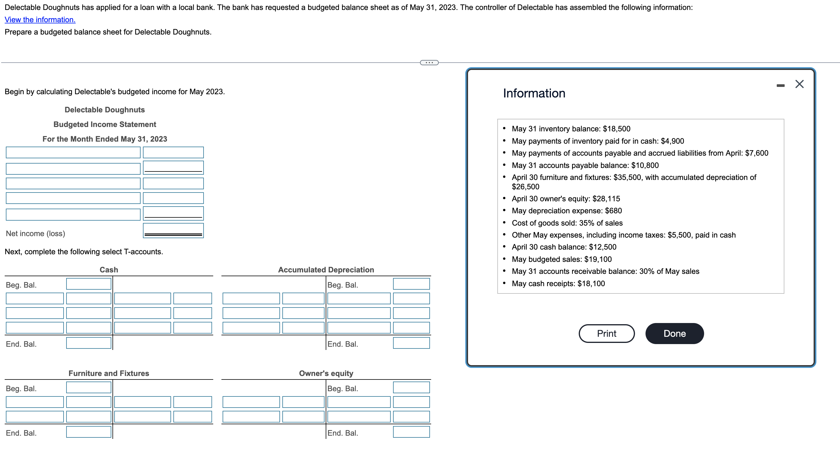  Delectable Doughnuts has applied for a loan with a local bank.