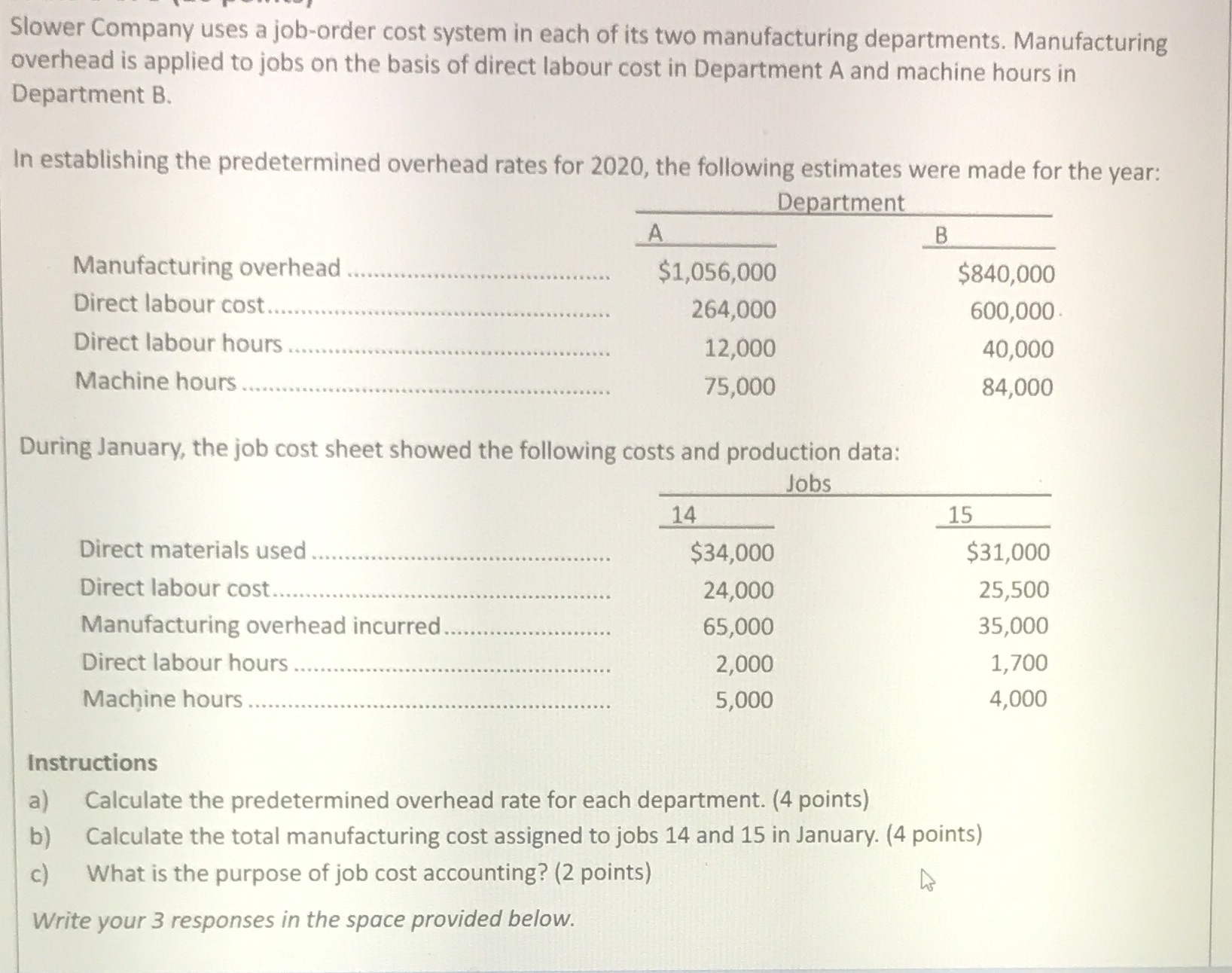Need step by step sloution for each answersa b c Slower Company
