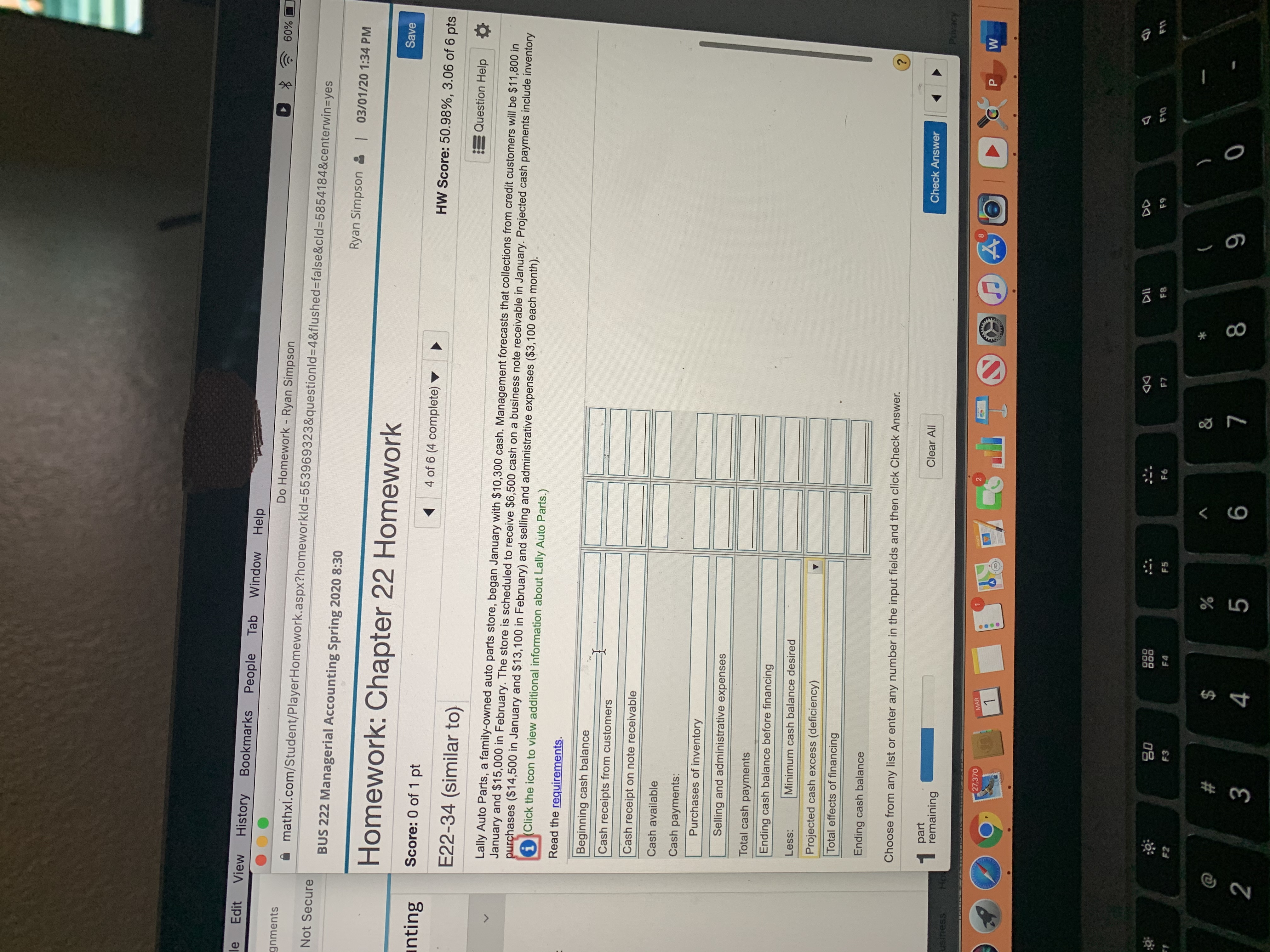 D X 60% Do Homework - Ryan Simpson mathxl.com/Student/PlayerHomework.aspx?homeworkld=553969323&questionld=4&flushed=false&cld=5854184¢erwin=yes re BUS 222