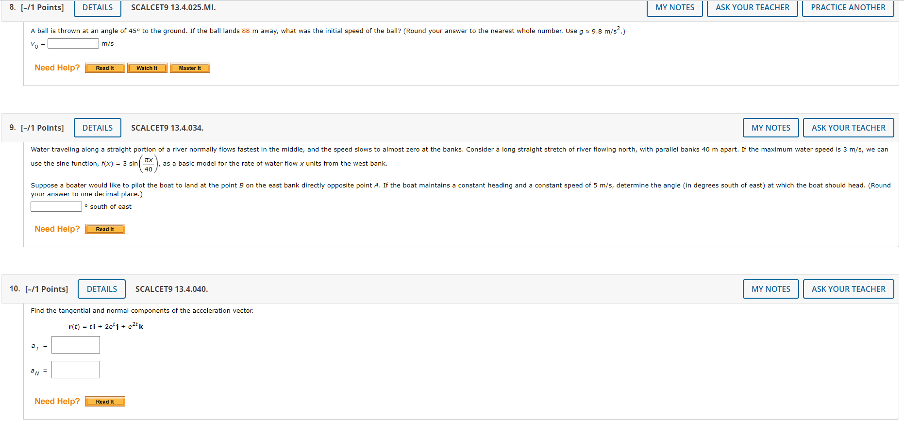 2.5 (a) Find the average velocities over the time intervals [0, 1],