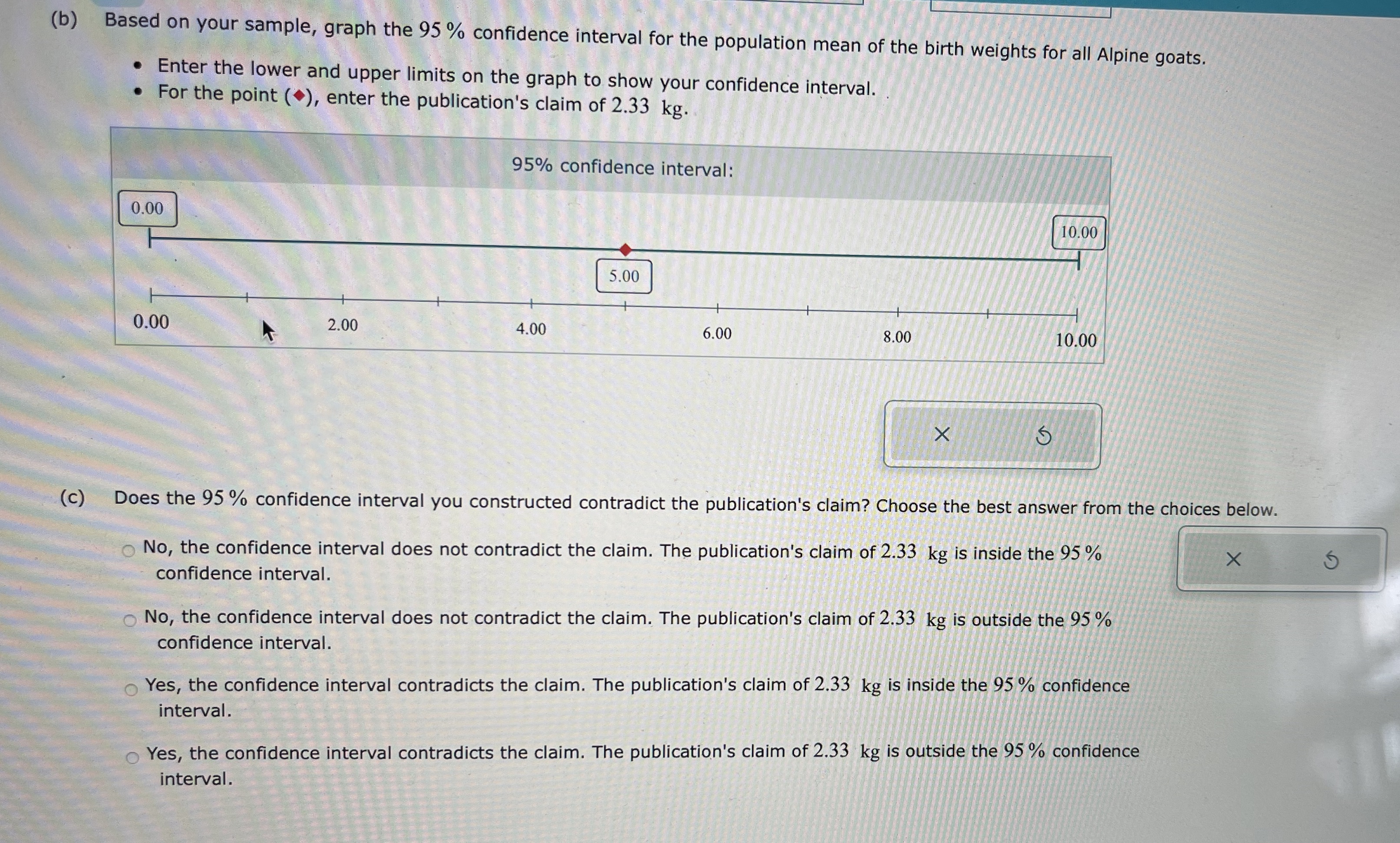  (b) Based on your sample, graph the 95 % confidence interval