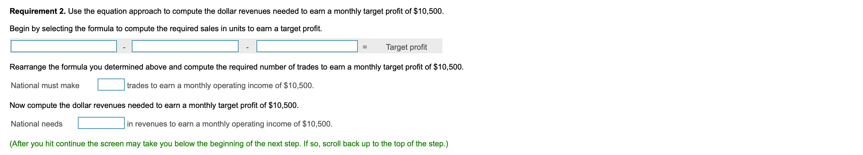 to $750 in revenue for National how many trades must be made