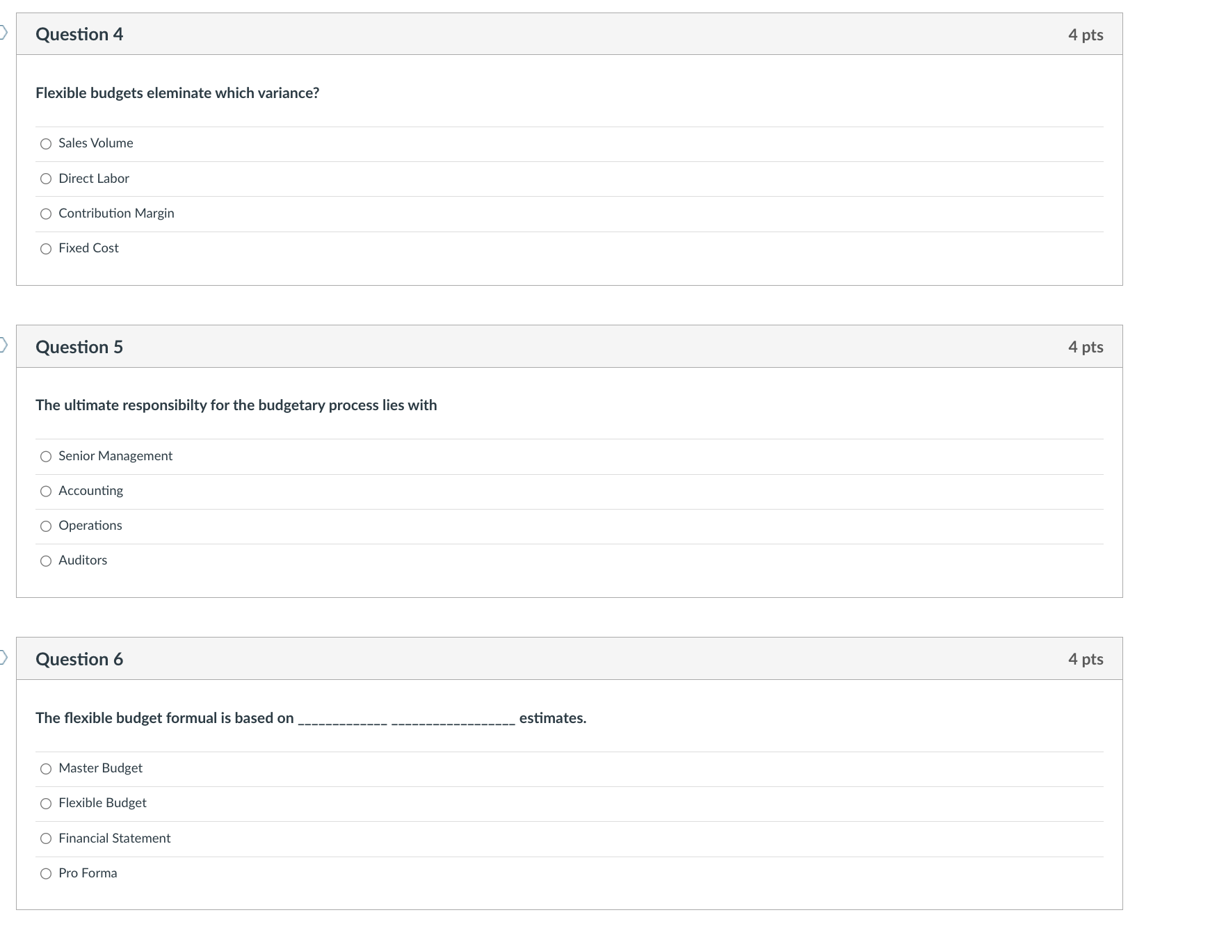 Time El O all budget variances Attempt 5 Minut O only those