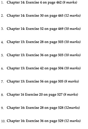  1- Chapter 14: Exercise 4 an page 452 ['3 marks} 2-