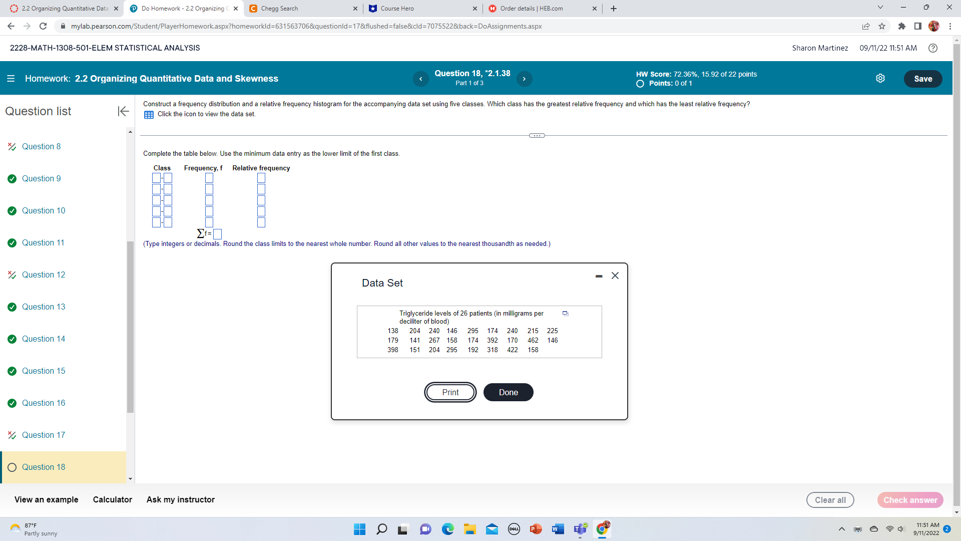 2.2 Organizing Quantitative Data X Do Homework - 2.2 Organizing C