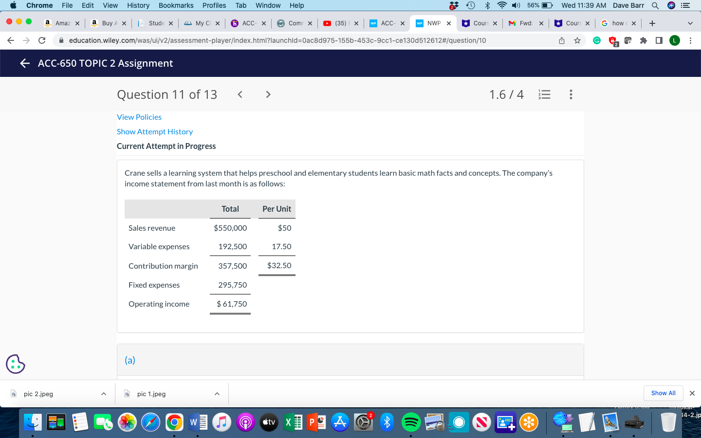  Chrome File Edit View History Bookmarks Profiles Tab Window Help 1