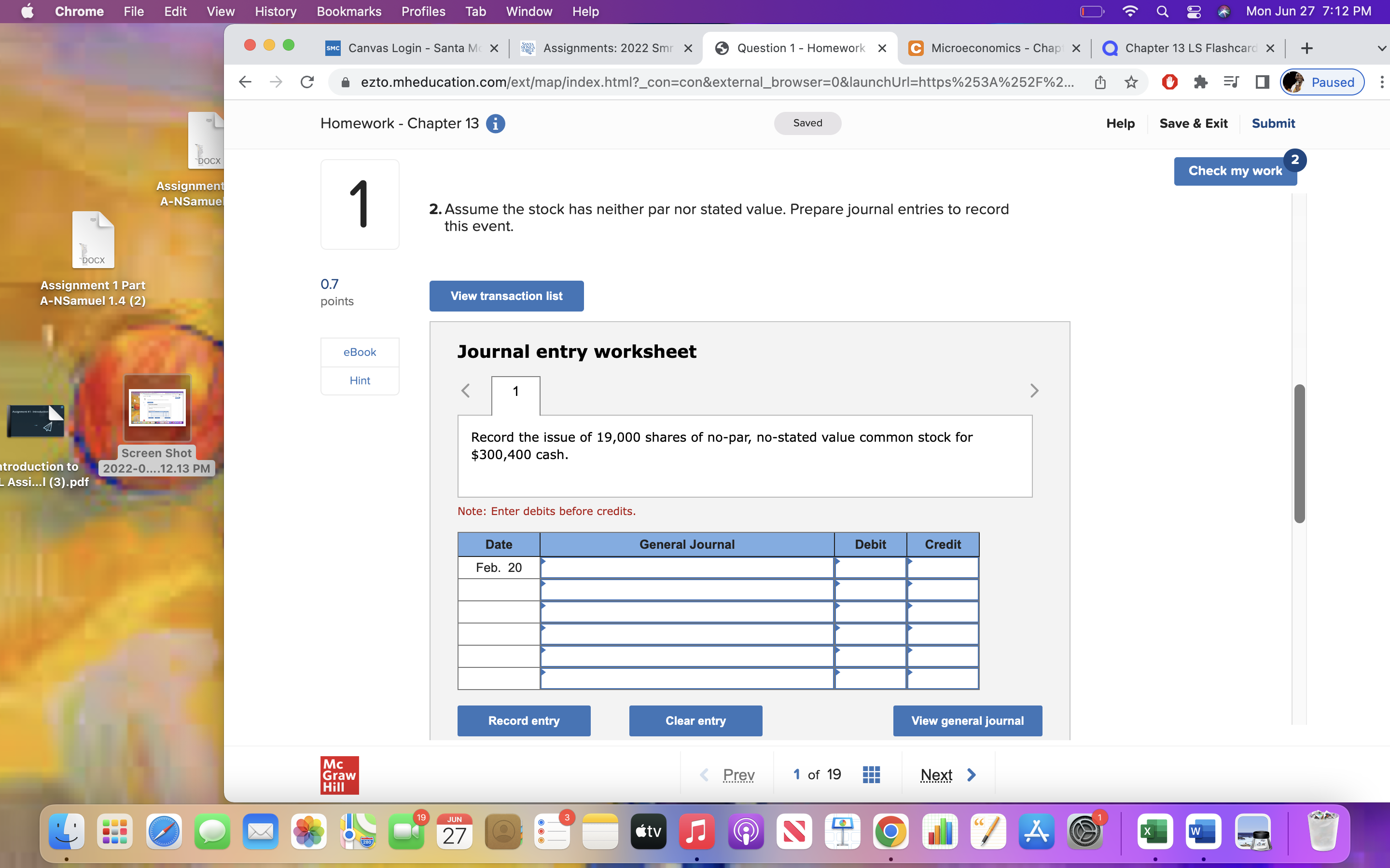 7 Q g Mon Jun 27 7:12 PM ... SMC Canvas Login
