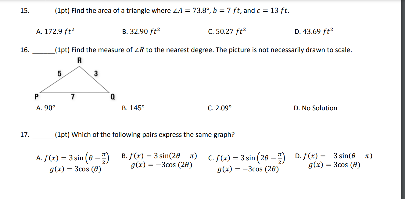 140? 8. (1 pt) Angles of depression and elevation are always measured