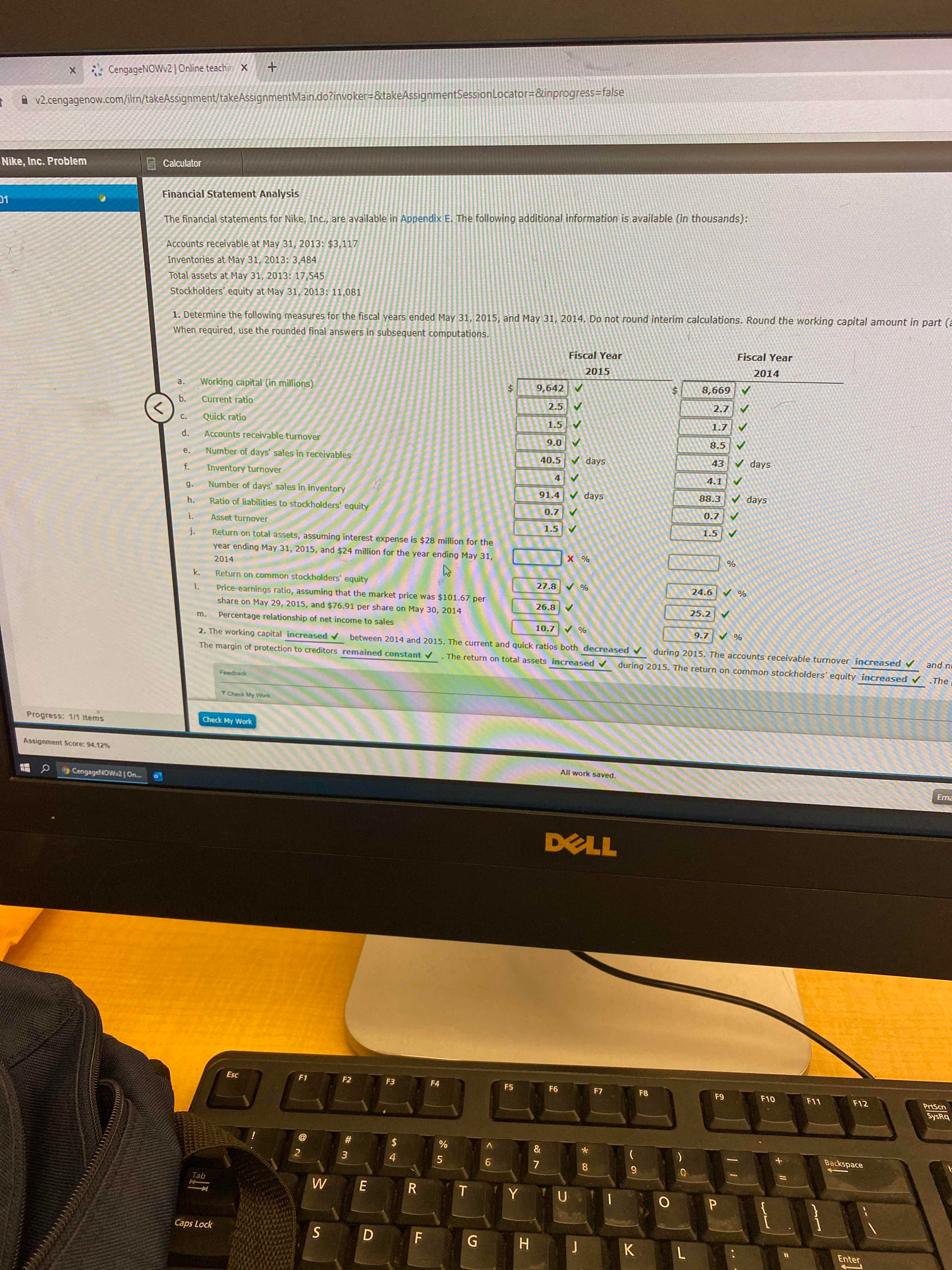 * CengageNOWv2 | Online teachin x + ess-false v2.cengagenow.com/ilm/takeAssignment/takeAssignmentMain.do? Nike, Inc.