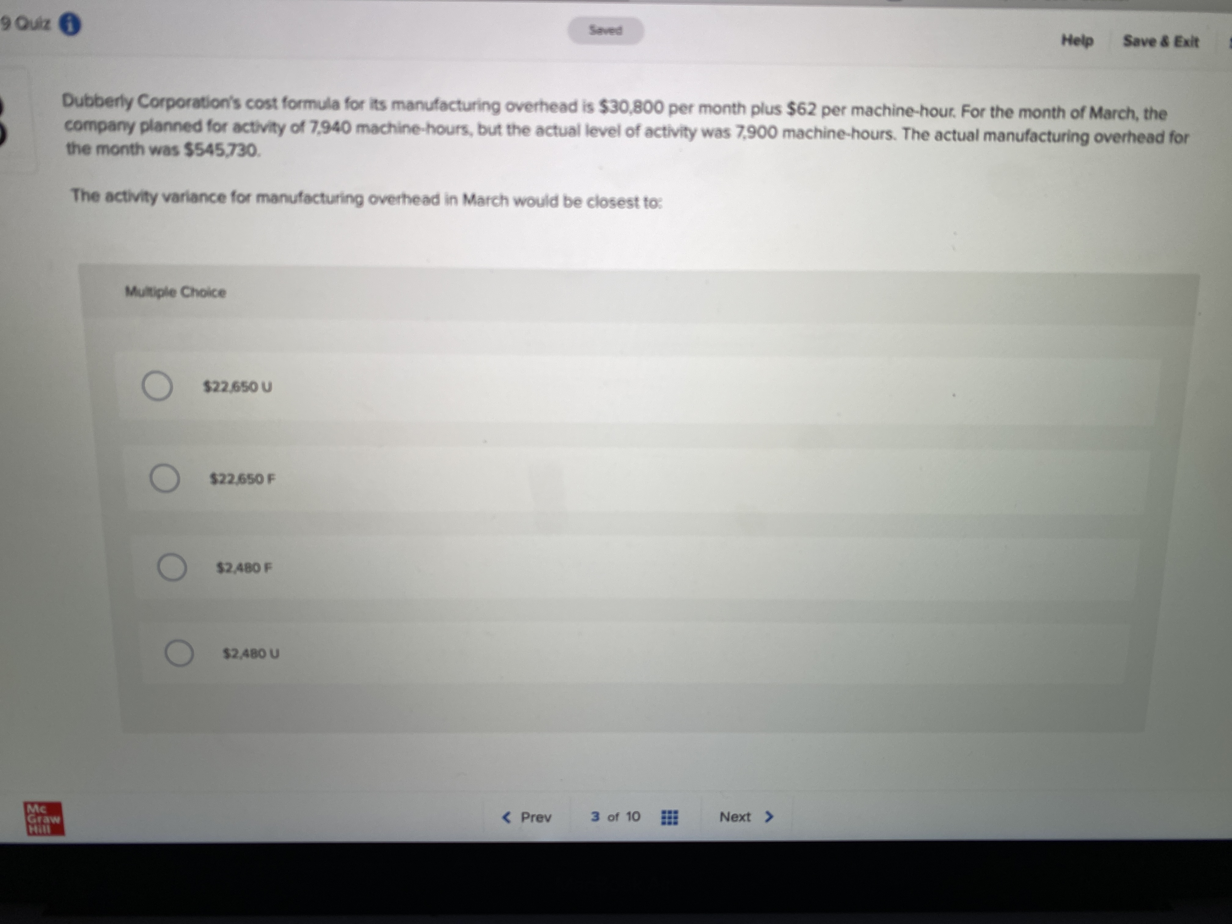  9 Out Saved Help Save & Exit Dubberly Corporation's cost formula