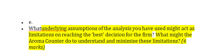 through the information below and answer the questions that follow. The Aroma