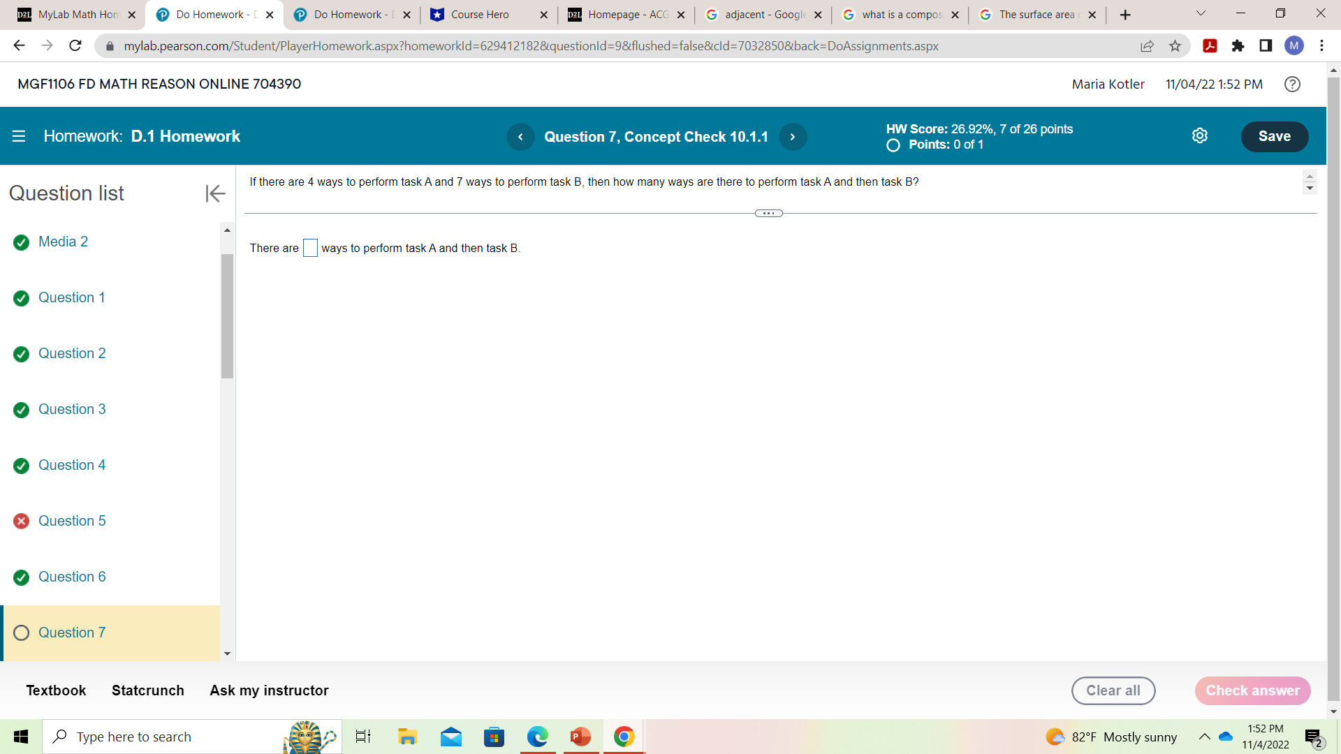  D2L MyLab Math Hom X Do Homework - [ X Do