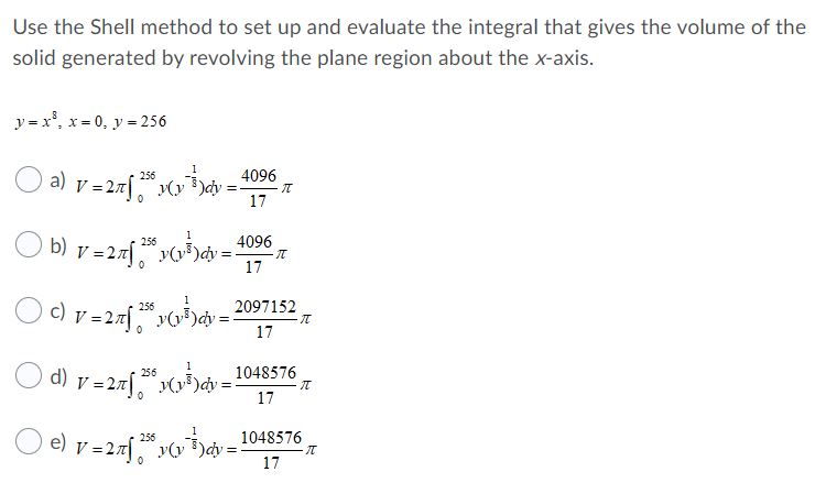 = 65617 Ob) v = 2x x(81-x7 ) dix = 6561 -