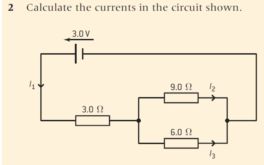 2 Calculate the currents in the circuit shown. 3.0 v 9.0 Q