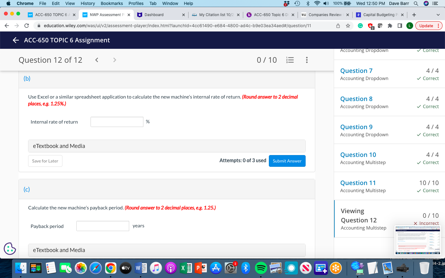 $ 7 ) 100% [47 Wed 12:50 PM Dave Barr Q ...