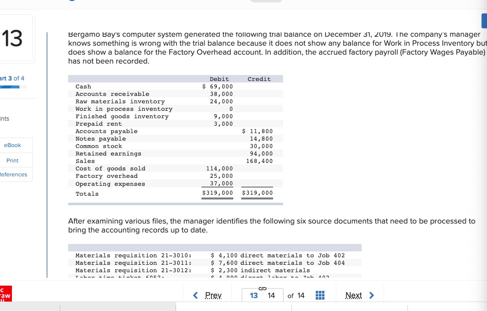 requisition 21-3012: $ 2,300 indirect materials Labor time ticket 6052: $ 4,000