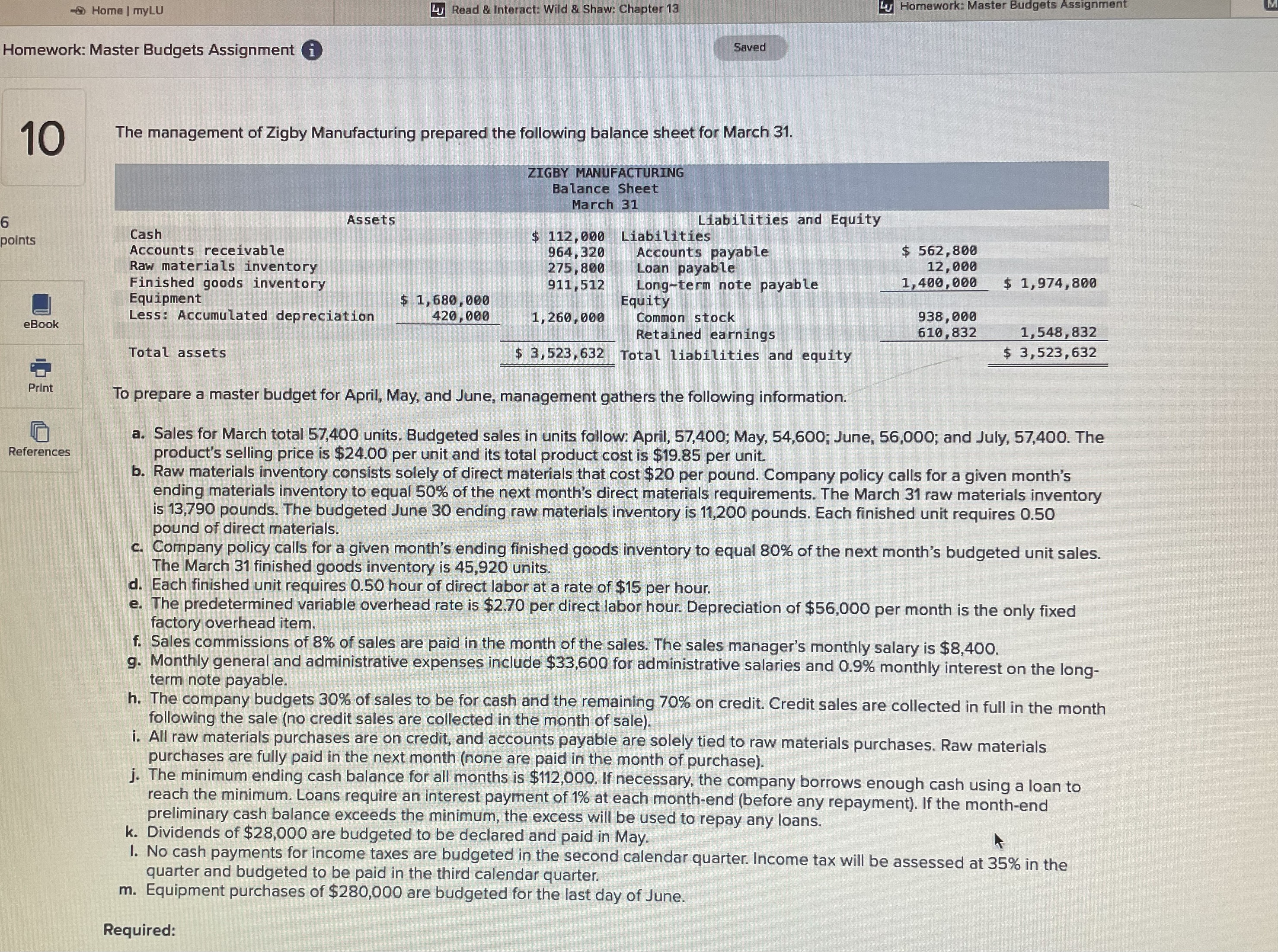 Lu Read & Interact: Wild & Shaw: Chapter 13 Homework: Home