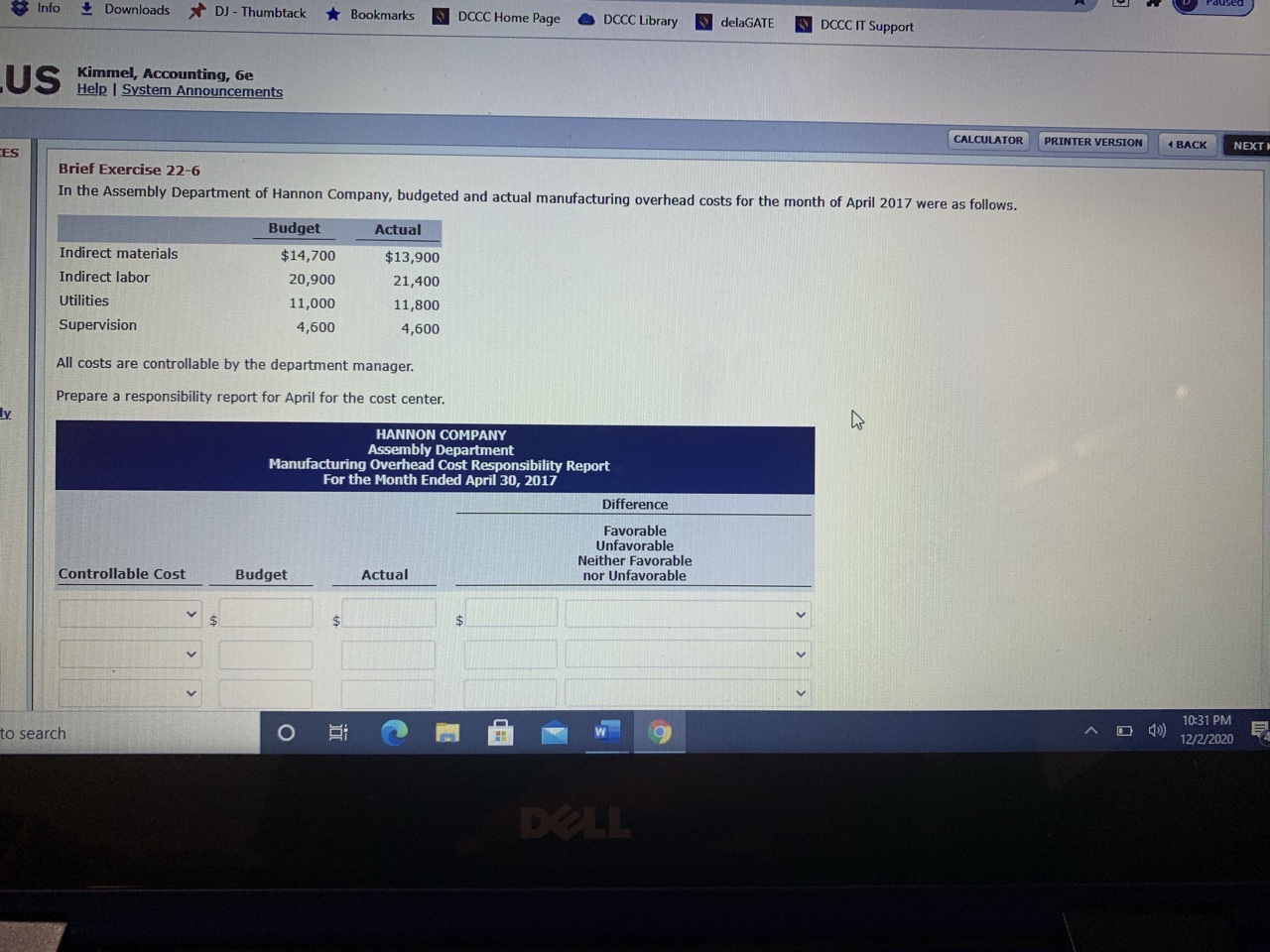 IS Kimmel, Accounting, 6e Help | System Announcements CALCULATOR PRINTER VERSION HANNON