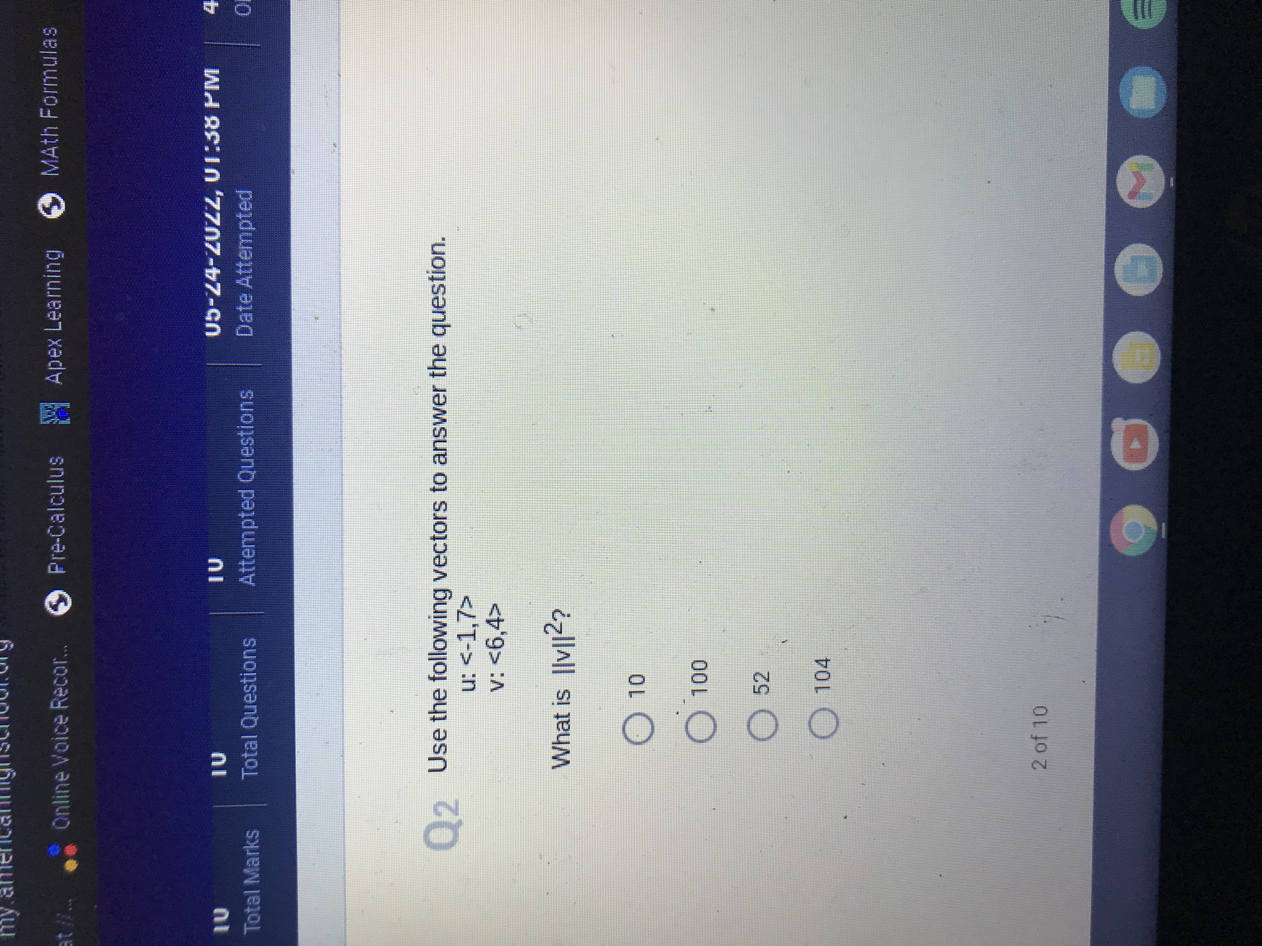 U1:38 PM otal Marks Total Questions Attempted Questions Date Attempted O Q1