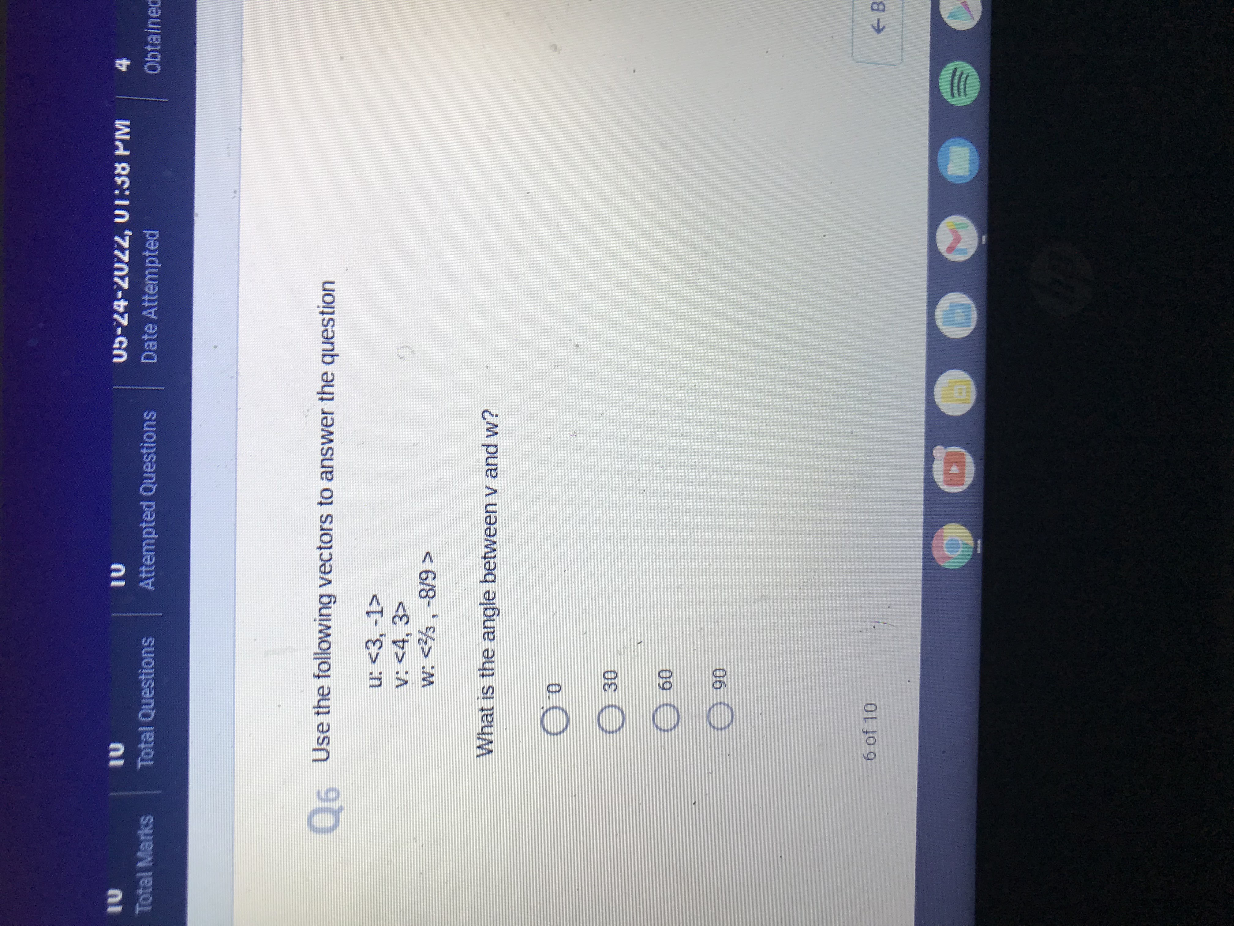 o Q2 Use the following vectors to answer the question. u: V:
