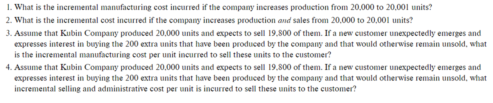 following questions.Answer each question independently. Show all your work. Average Cost per